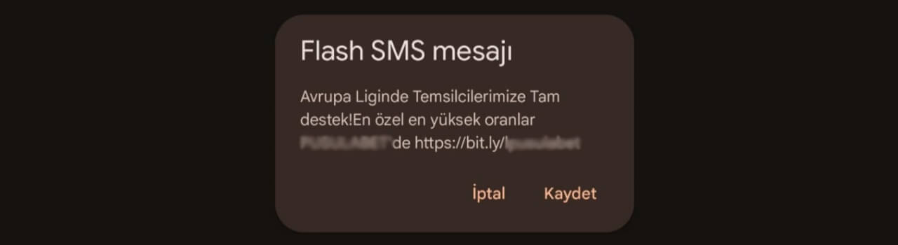 Flash SMS örnek görünüm